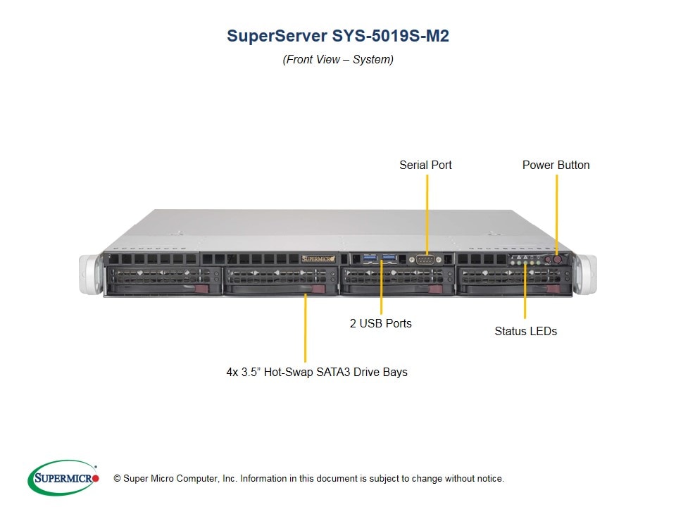 Supermicro SYS-5019S-M2 — angle view