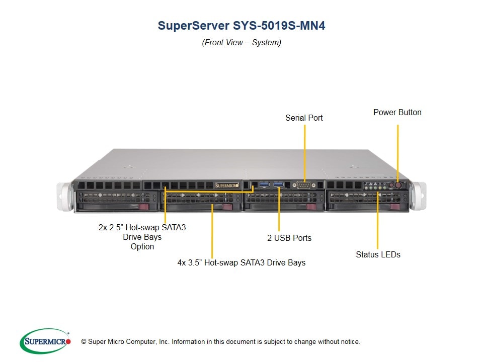 Supermicro SYS-5019S-MN4 — angle view