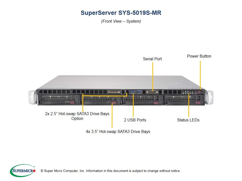 Supermicro SYS-5019S-MR — angle view