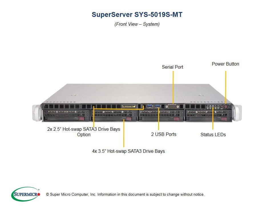 Supermicro SYS-5019S-MT — angle view