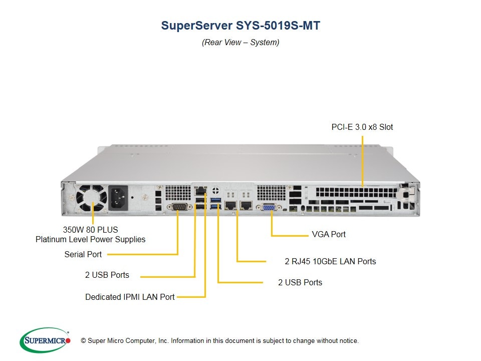 Supermicro SYS-5019S-MT — front view
