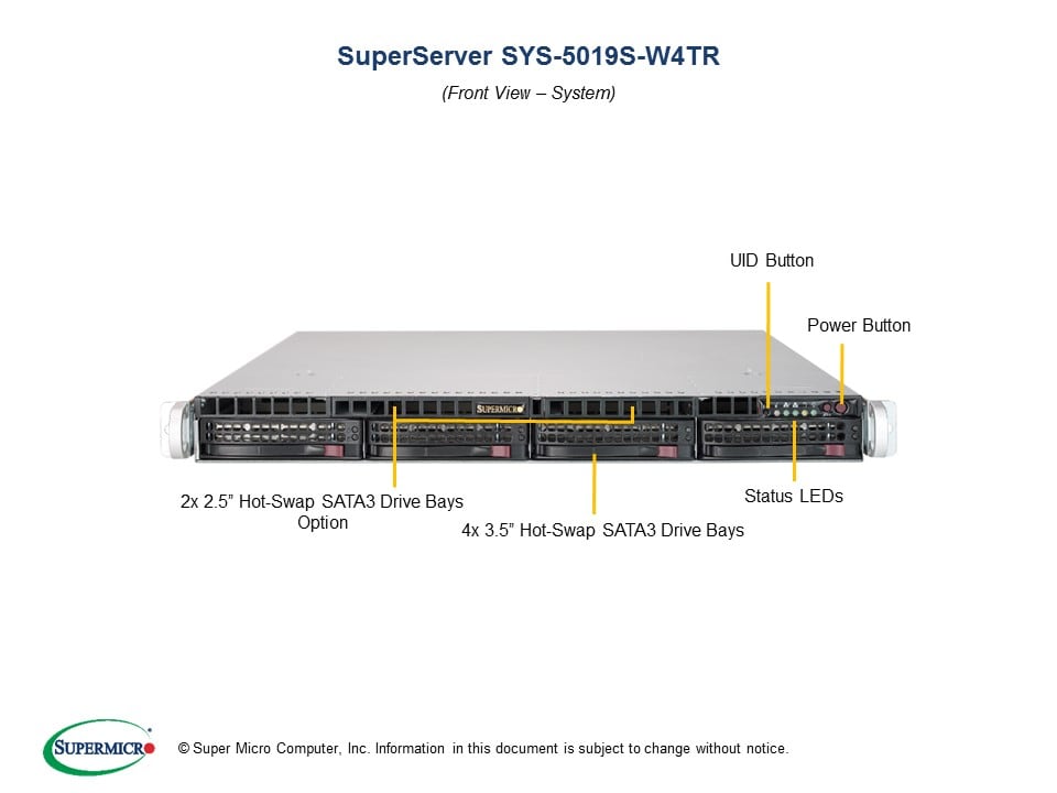 Supermicro SYS-5019S-W4TR — angle view