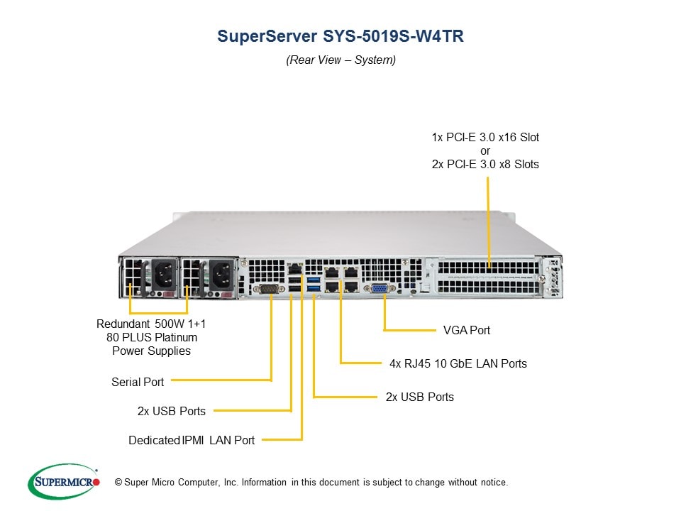 Supermicro SYS-5019S-W4TR — front view