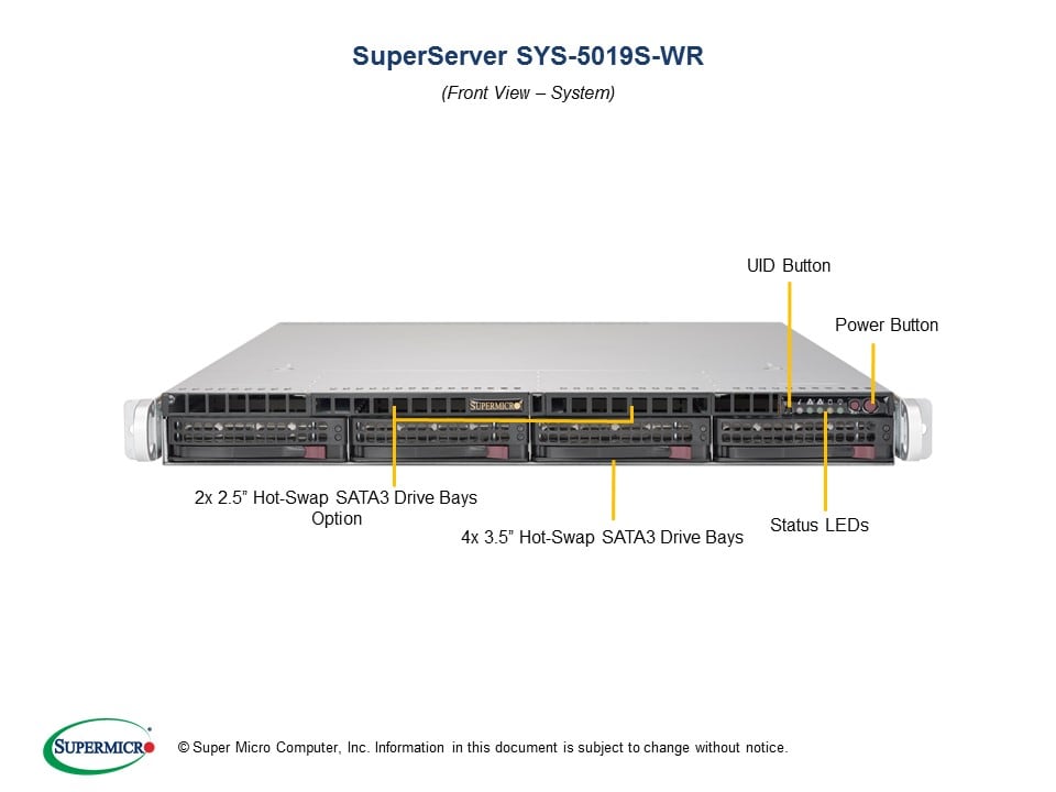 Supermicro SYS-5019S-WR — angle view