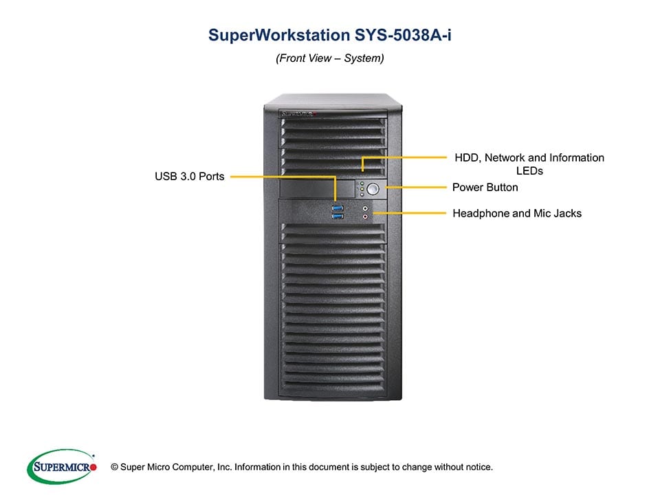 Supermicro SYS-5038A-I — angle view