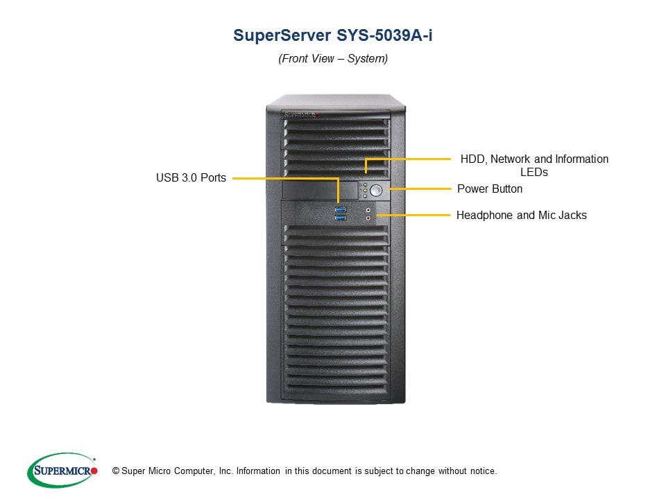 Supermicro SYS-5039A-I — angle view