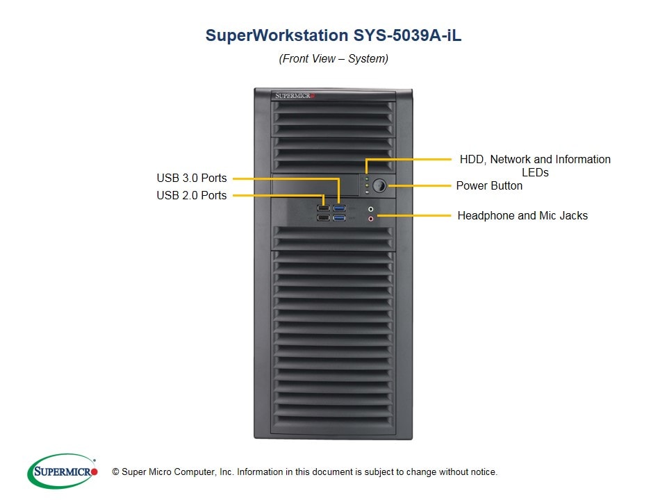 Supermicro SYS-5039A-IL — angle view