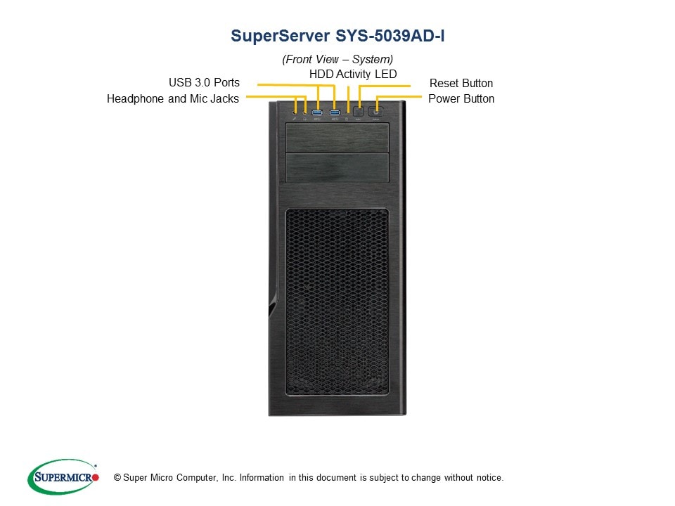 Supermicro SYS-5039AD-I — angle view