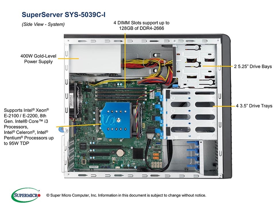 Supermicro SYS-5039C-I — top view