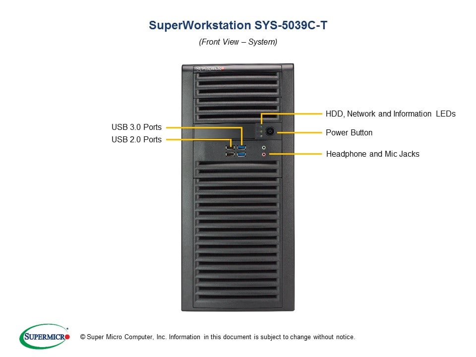 Supermicro SYS-5039C-T — angle view