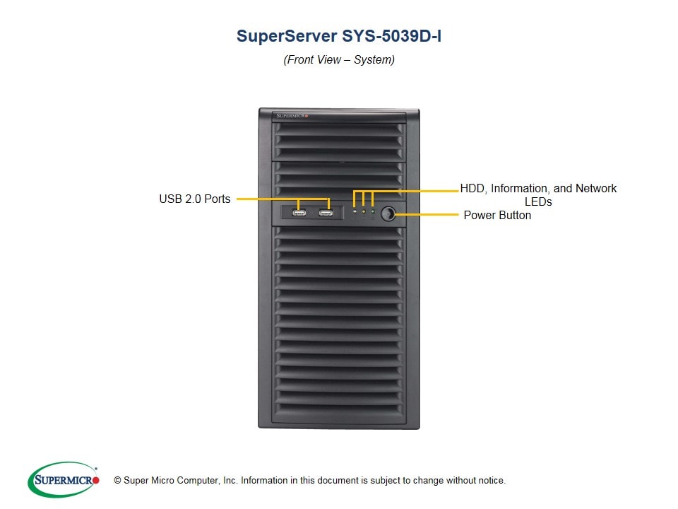 Supermicro SYS-5039D-I — angle view