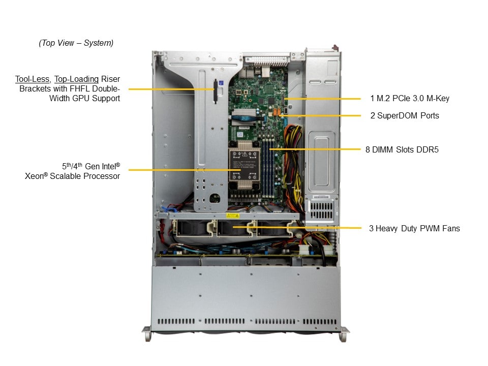 Supermicro SYS-521E-WR — top view