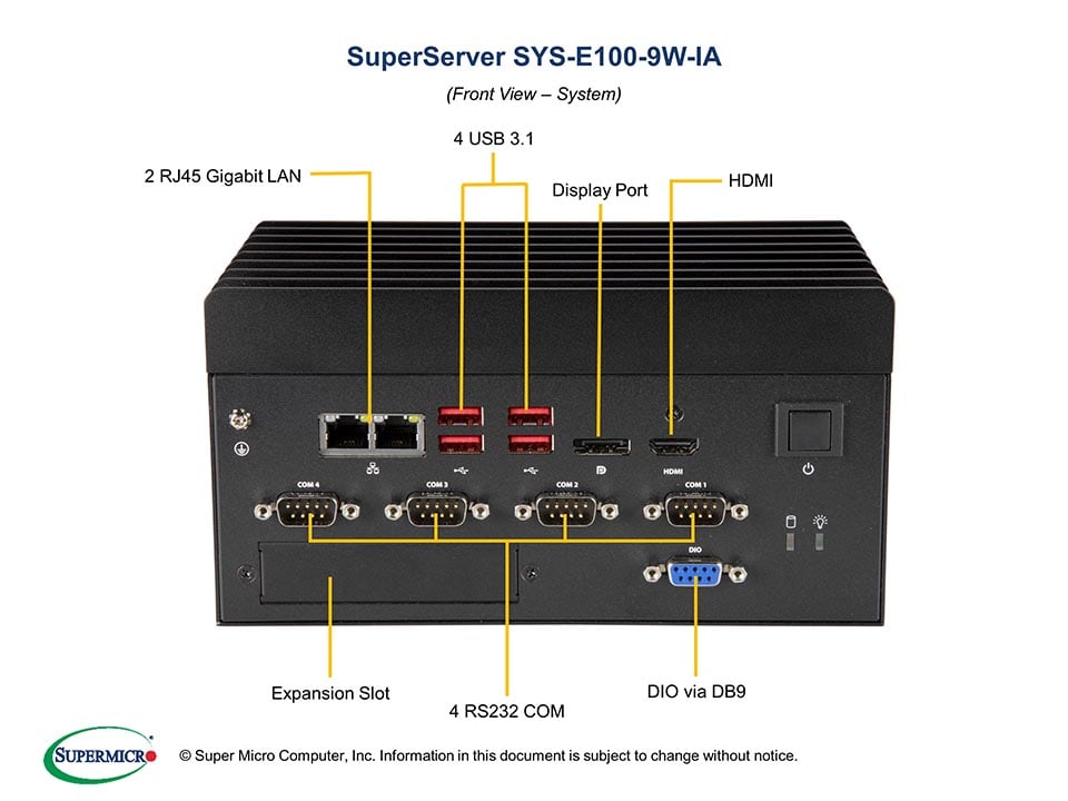 Supermicro SYS-E100-9W-IA-H — angle view