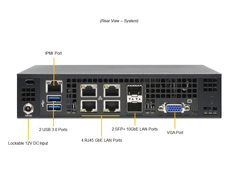 Supermicro SYS-E200-12A-8C — rear view