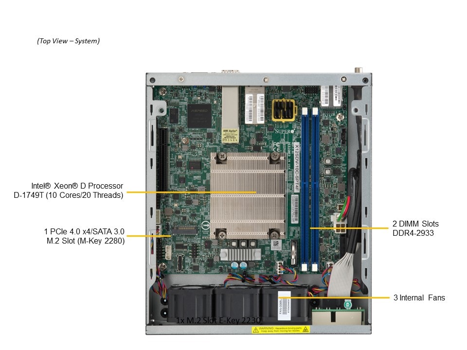 Supermicro SYS-E200-12D-10C — rear view
