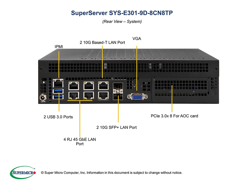 Supermicro SYS-E301-9D-8CN8TP — front view