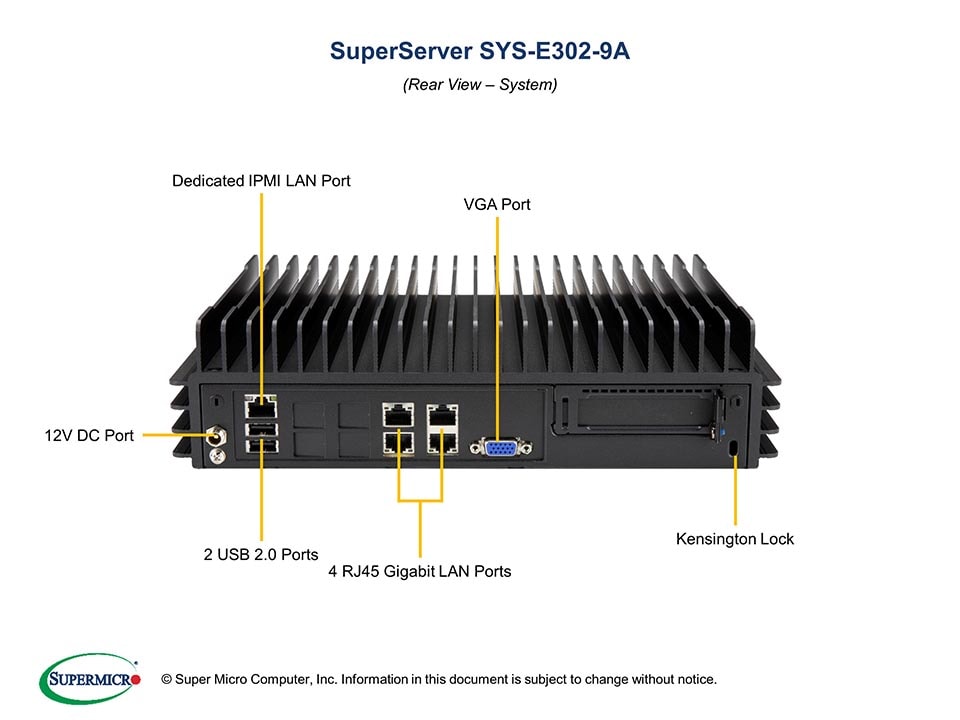 Supermicro SYS-E302-9A — rear view