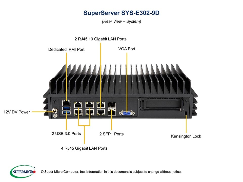 Supermicro SYS-E302-9D — rear view