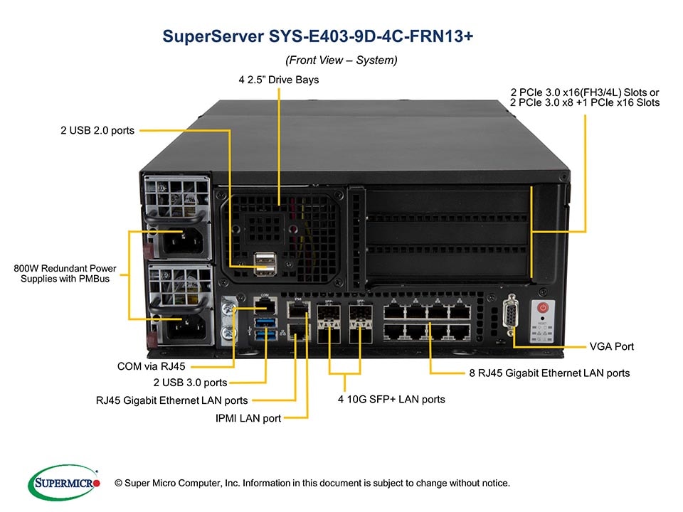 Supermicro SYS-E403-9D-4C-FRN13 — angle view