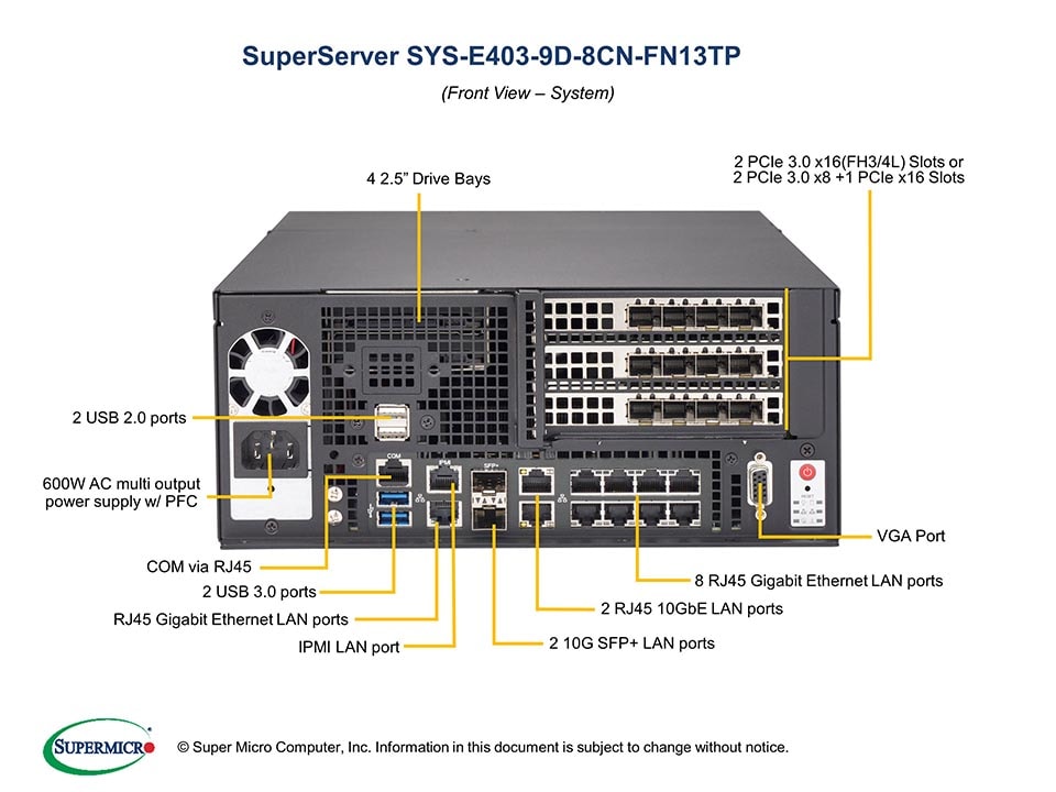 Supermicro SYS-E403-9D-8CN-FN13TP — angle view