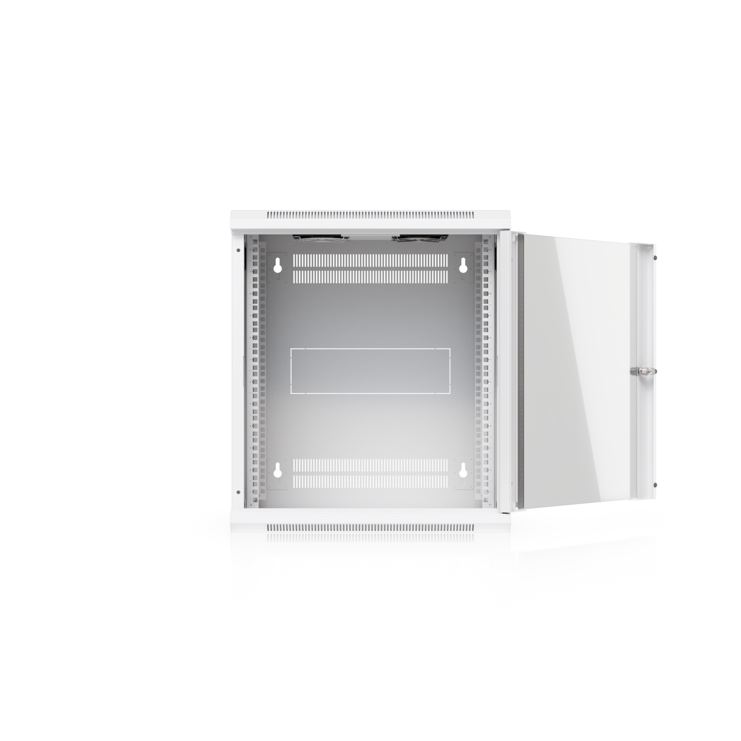 Ubiquiti 12U Rack Cabinet, 450 mm, Glass Door (UACC-Rack-12U-Wall-450-G), 550 mm × 450 mm, wall-mount, white — view 2