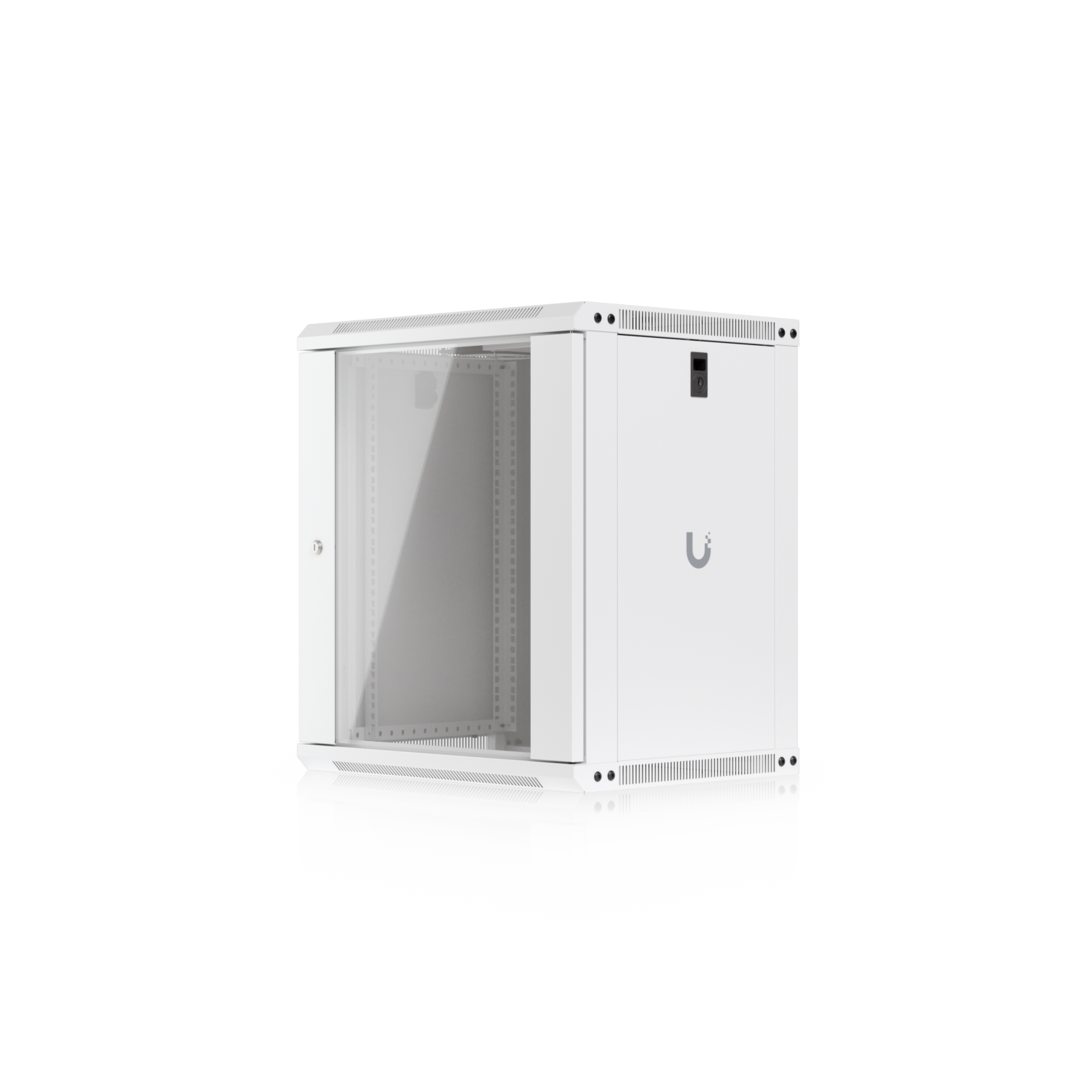 Ubiquiti 12U Rack Cabinet, 450 mm, Glass Door (UACC-Rack-12U-Wall-450-G), 550 mm × 450 mm, wall-mount, white — view 3