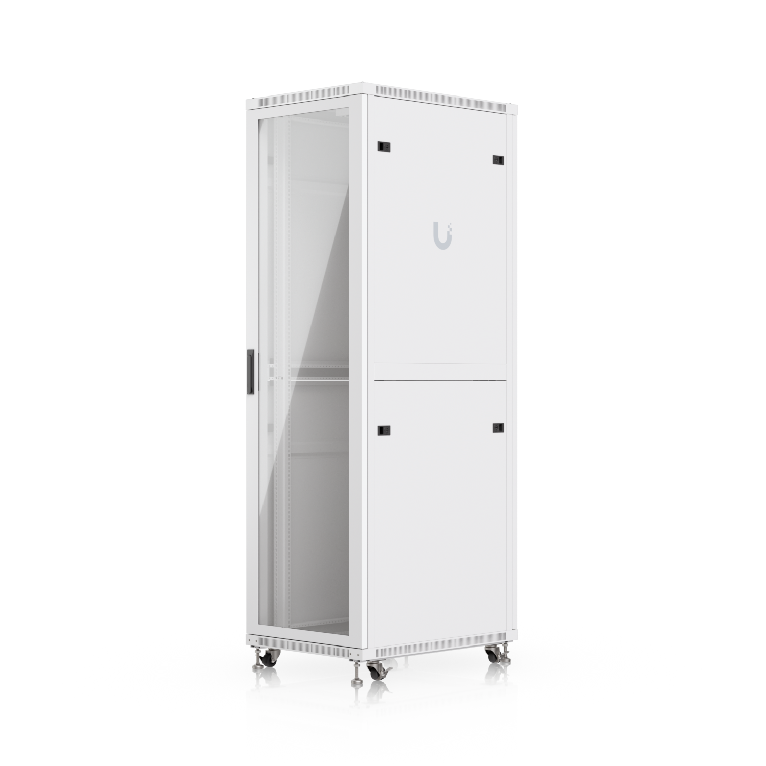 Ubiquiti 42U Rack Cabinet, 800 mm, Glass Door (UACC-Rack-42U-800-G), 600 mm × 800 mm, floor-standing, white — view 3