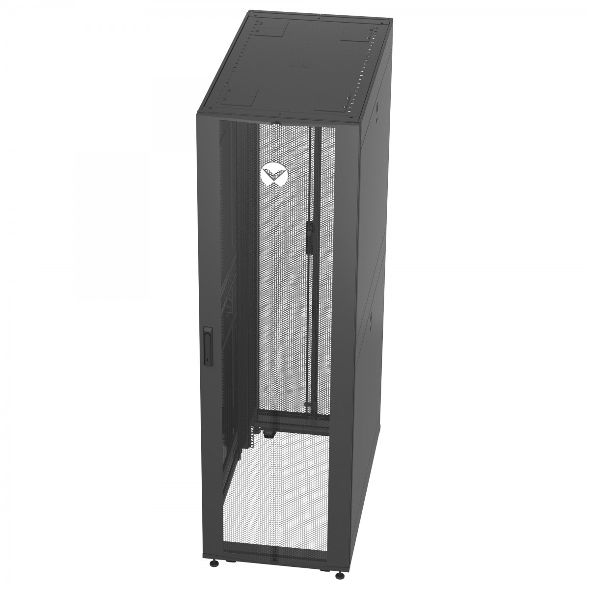 Vertiv VR Rack VR3100 42U 600 mm × 1100 mm server rack, with doors and side panels, black — view 2
