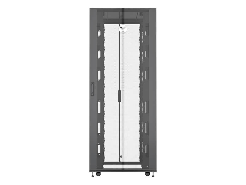 Vertiv VR Rack VR3150SP 42U 800 mm × 1100 mm networking rack, with doors and side panels, black, shock packaging — view 3