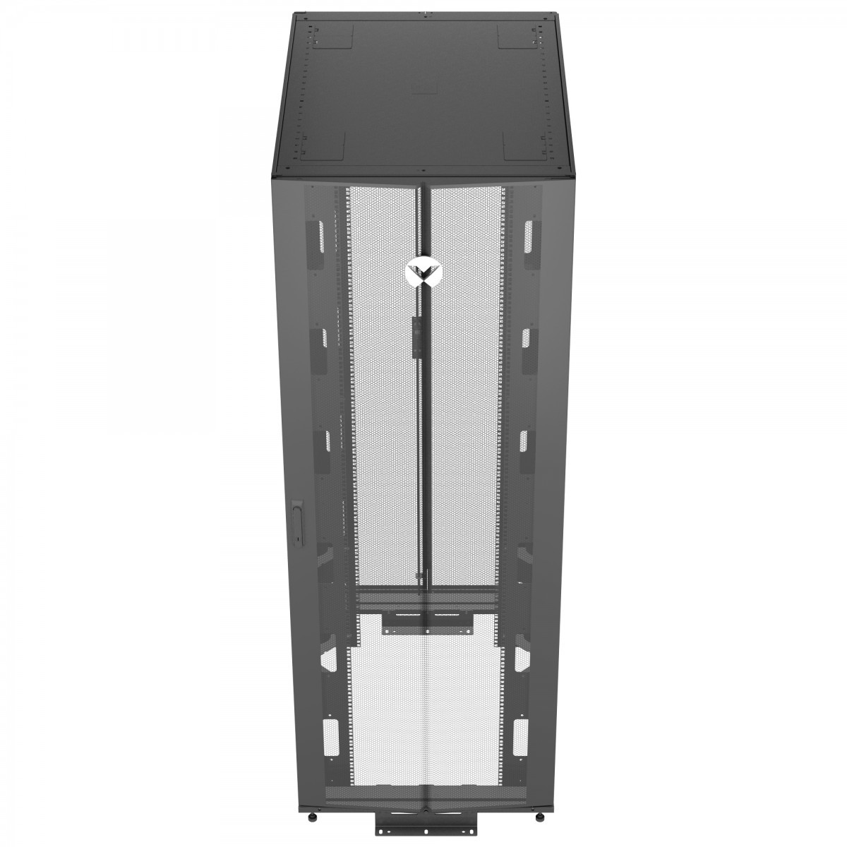 Vertiv VR Rack VR3157 48U 800 mm × 1100 mm networking rack, with doors and side panels, black — view 2