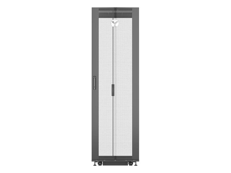 Vertiv VR Rack VR3300SP 42U 600 mm × 1200 mm server rack, with doors and side panels, black, shock packaging — view 3