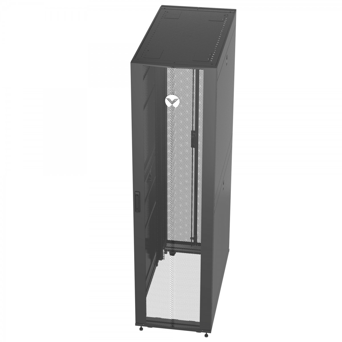 Vertiv VR Rack VR3307 48U 600 mm × 1200 mm server rack, with doors and side panels, black — view 2