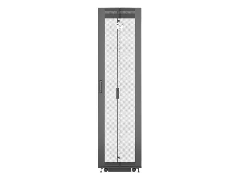 Vertiv VR Rack VR3307SP 48U 600 mm × 1200 mm server rack, with doors and side panels, black, shock packaging — view 3
